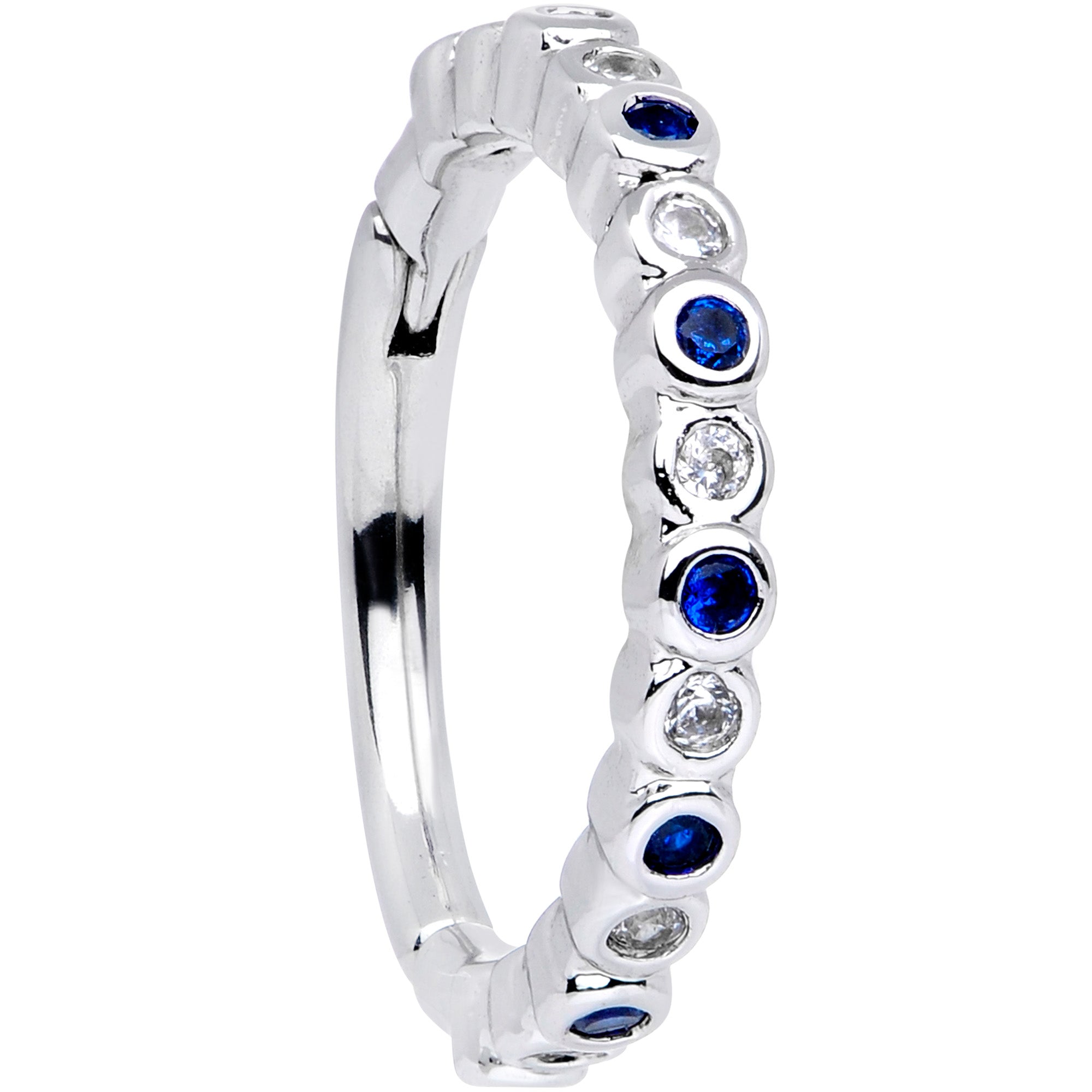 BodyCandy 16G 3/8 Clear Blue CZ Gem Classic Circles Hinged Segment Ring — main product shot