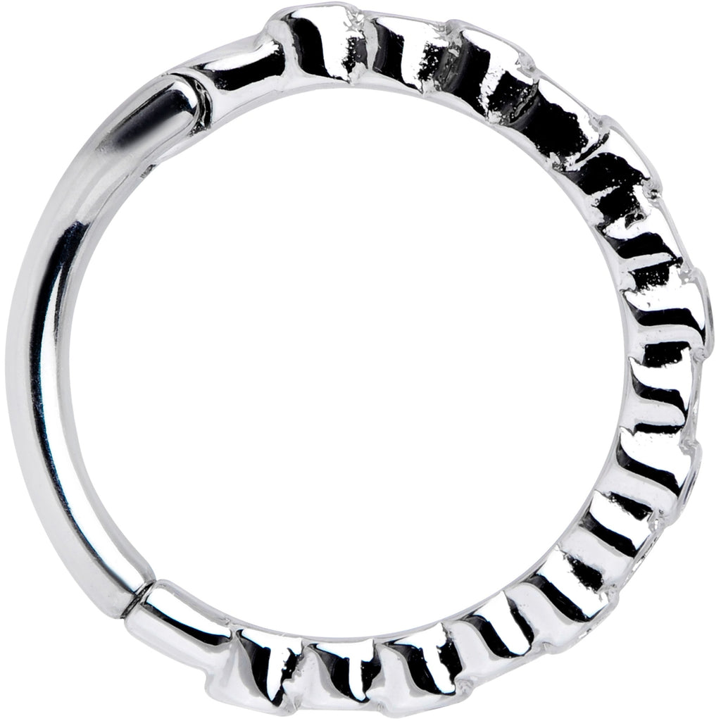 BodyCandy 16G 3/8 Clear Blue CZ Gem Classic Circles Hinged Segment Ring — detail close-up