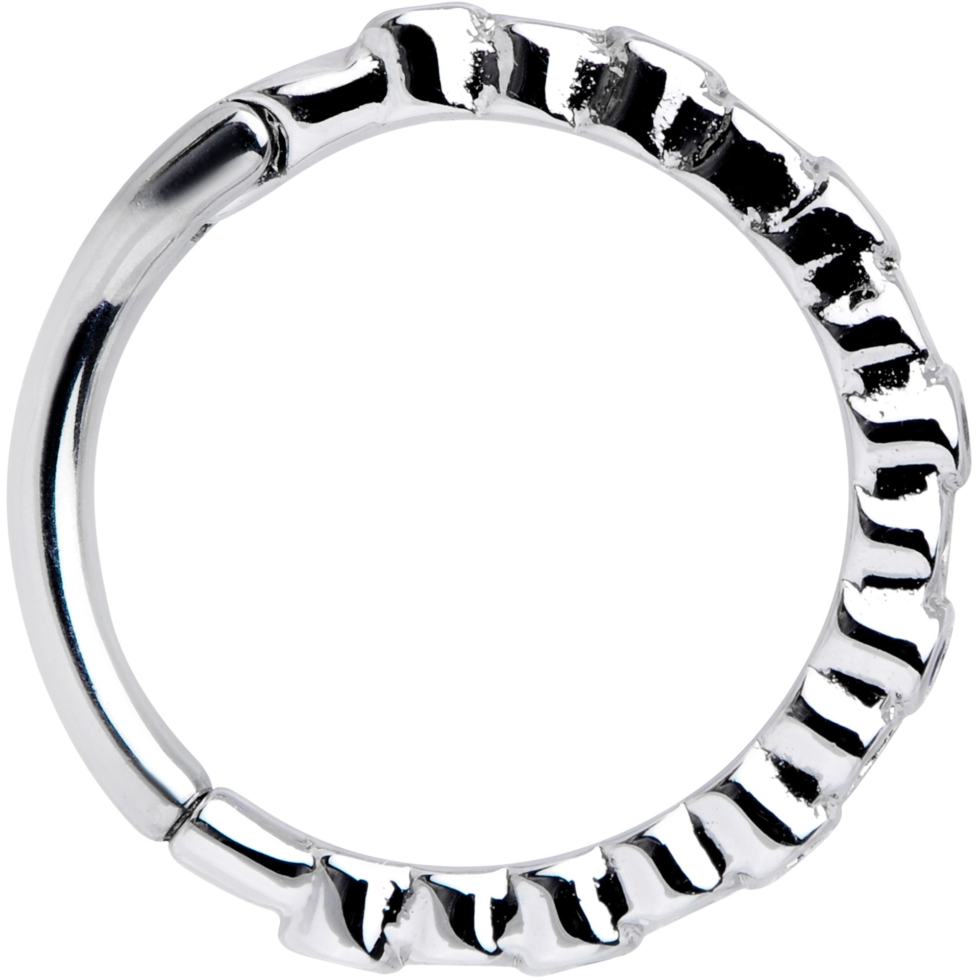 BodyCandy 16G 3/8 Clear Blue CZ Gem Classic Circles Hinged Segment Ring — detail close-up