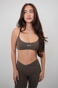 KIMITH BRAND My Time Is Divine Brown Cross-Back Butter Soft Bra — main product shot