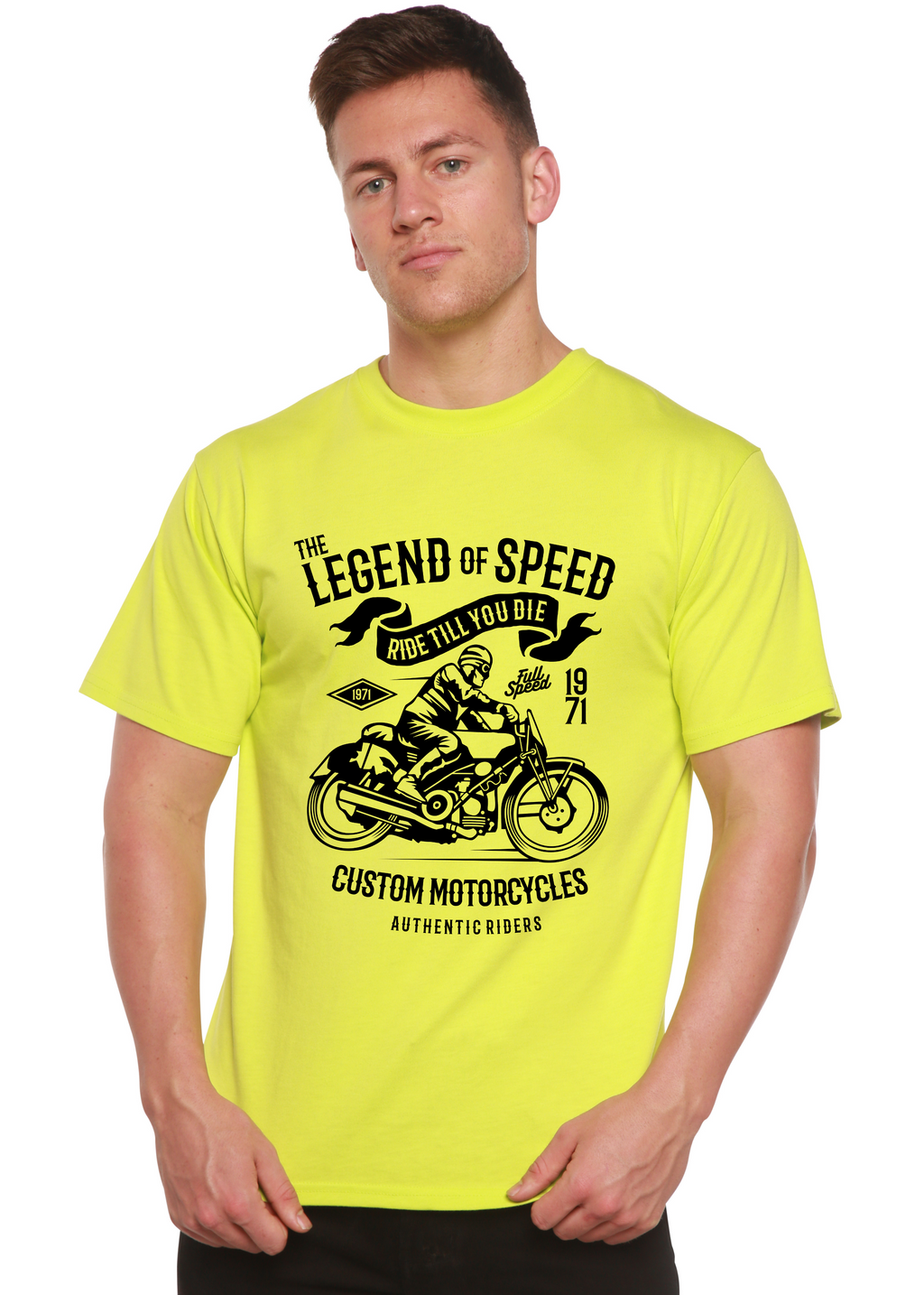 Spun Bamboo The Legend of Speed Spun Bamboo® Men's Bamboo Viscose/Organic Cotton Short Sleeve Graphic T-Shirt — in-use photo