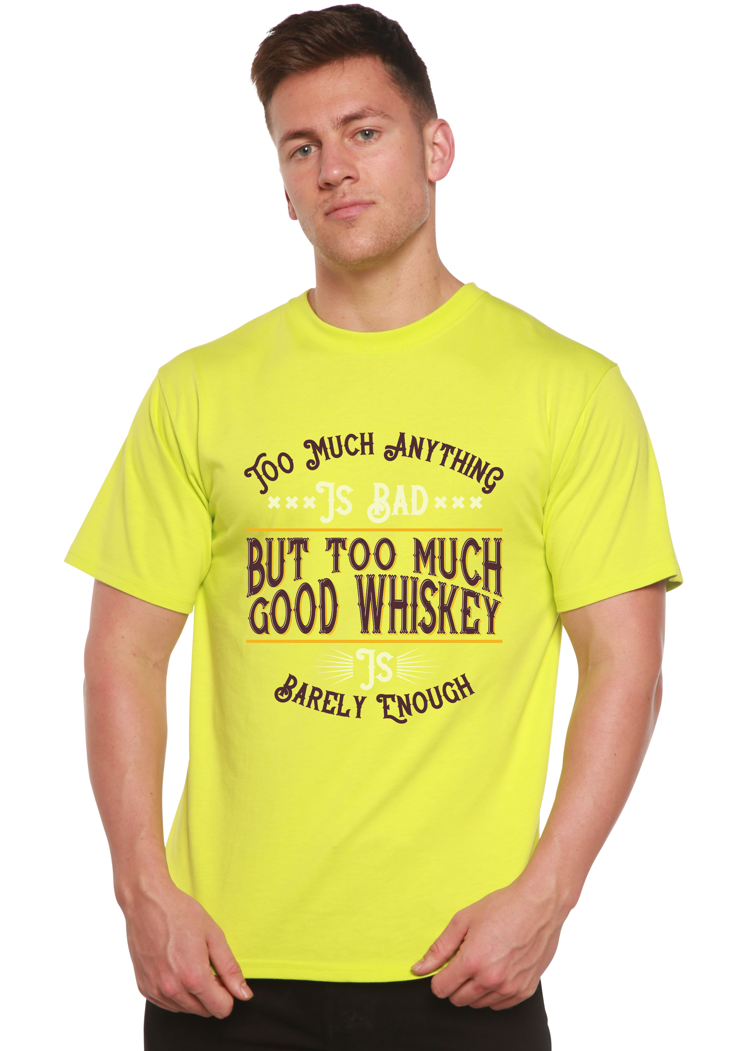 Spun Bamboo But Too Much Good Whiskey Men's Bamboo Viscose/Organic Cotton Short Sleeve Graphic T-Shirt — back view