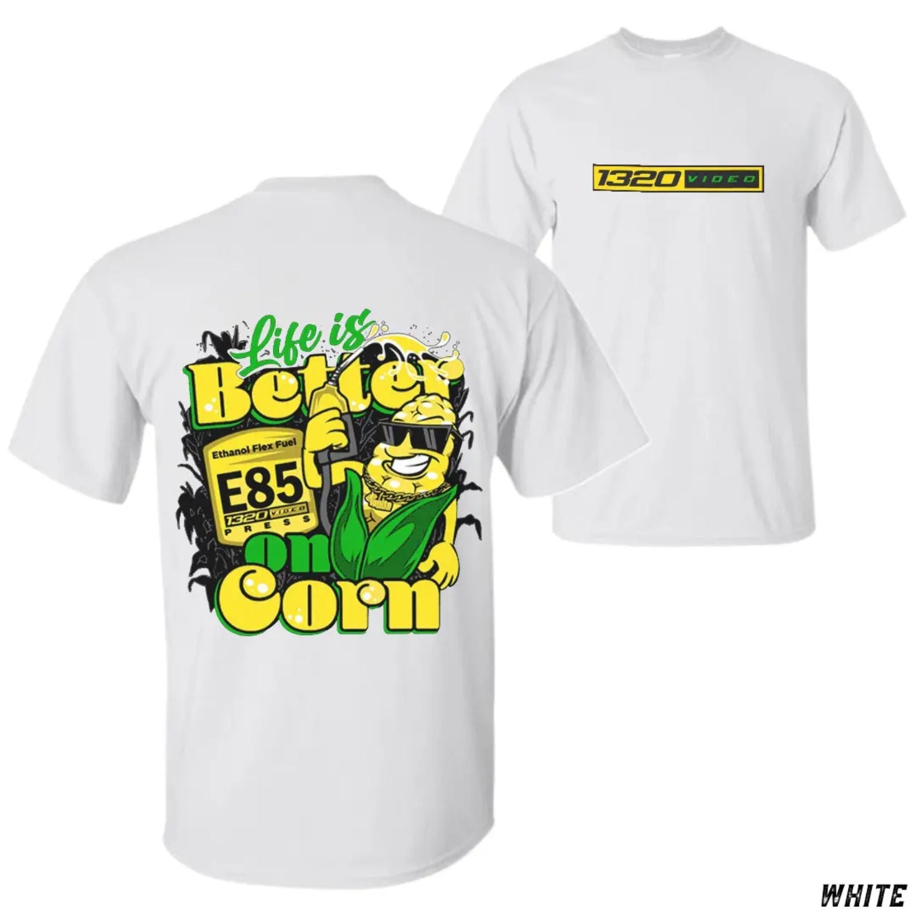 Pasimax 1320 Video "Corn Fuel" T-Shirt - Fun E85 Ethanol Graphic Tee, Street Racing Apparel — alternative angle