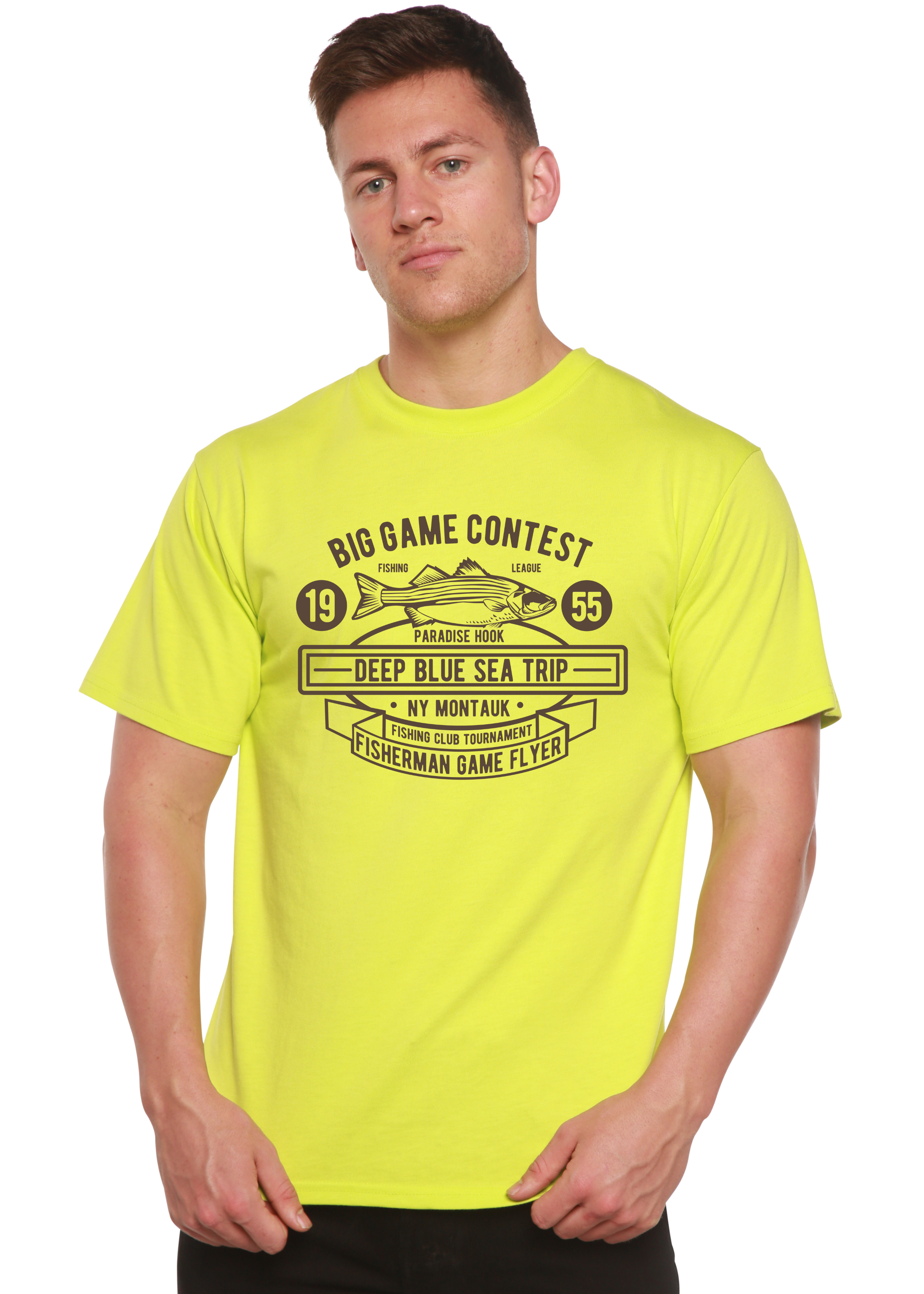 Spun Bamboo Big Game Contest Men's Bamboo Viscose/Organic Cotton Short Sleeve Graphic T-Shirt — detail close-up