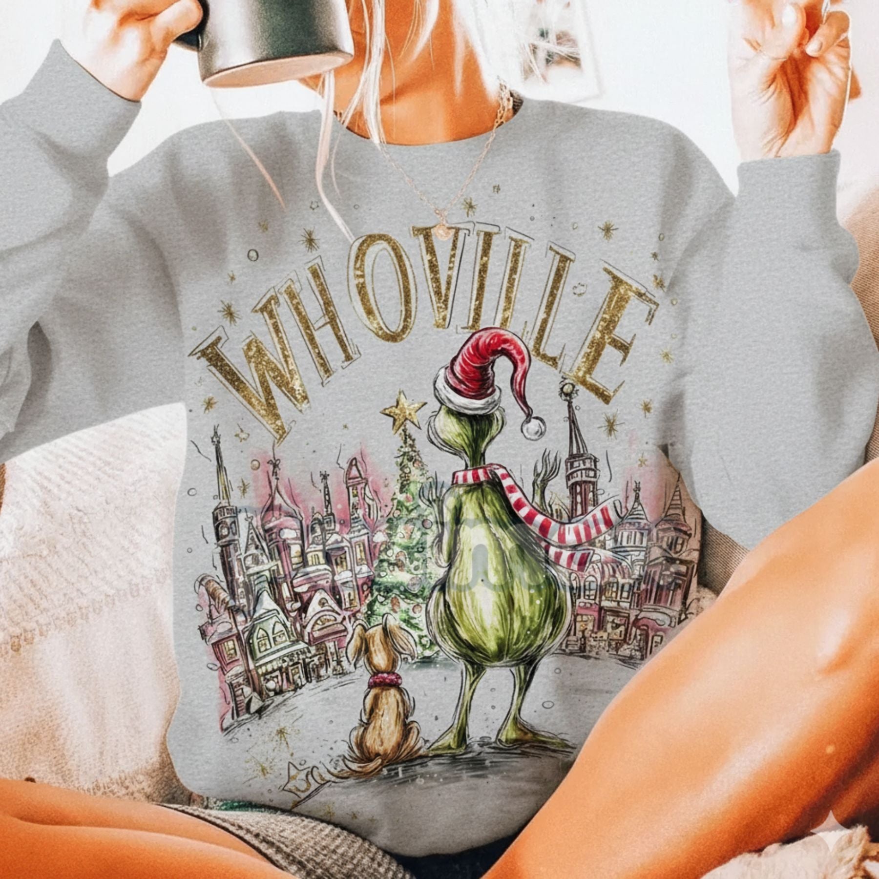 Pasimax Retro Grinchmas Christmas Sweatshirt – Vintage Holiday Movie Pullover for Grinch Fans — back view