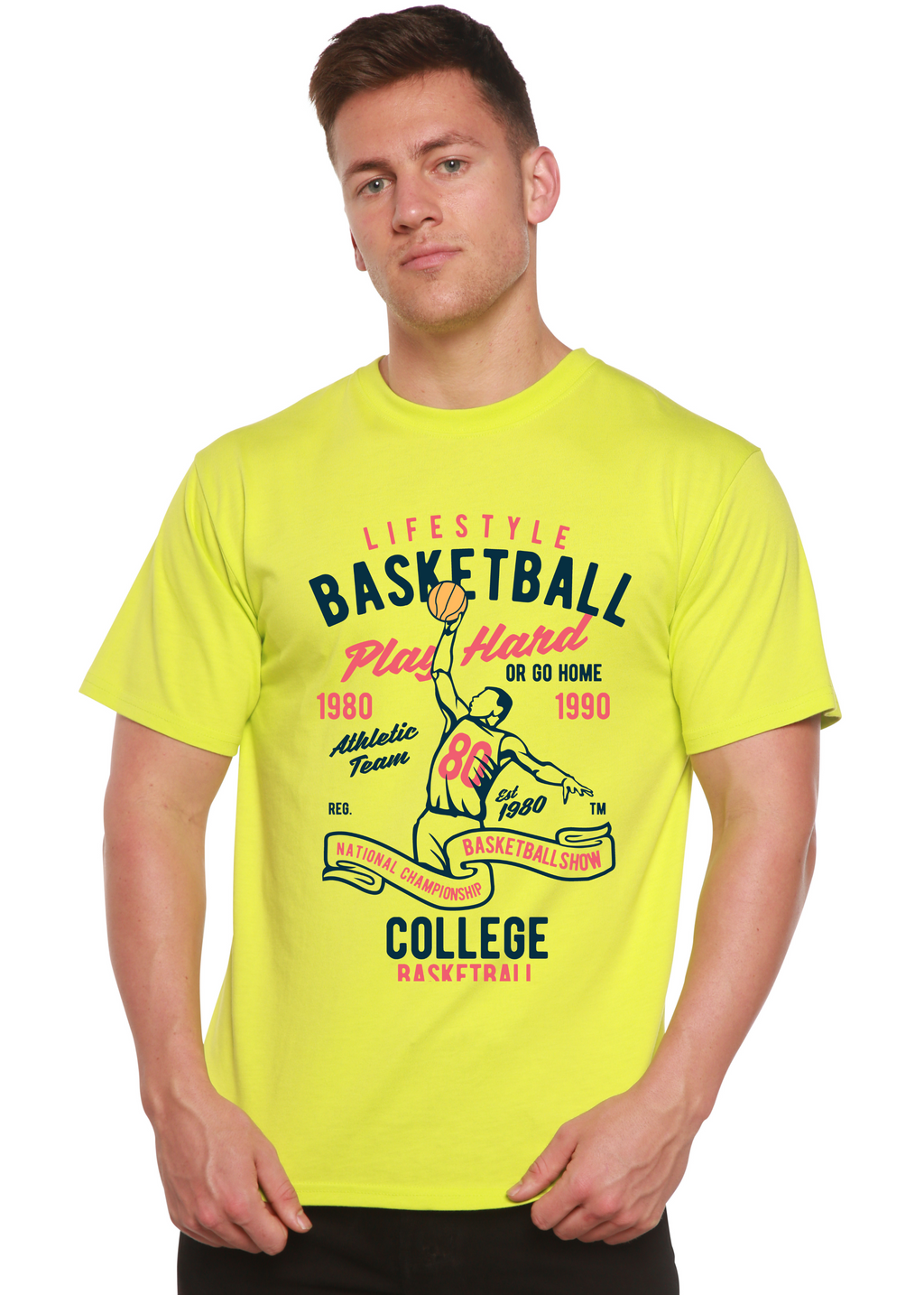 Spun Bamboo Life Style Basketball Men's Bamboo Viscose/Organic Cotton Short Sleeve Graphic T-Shirt — alternative angle
