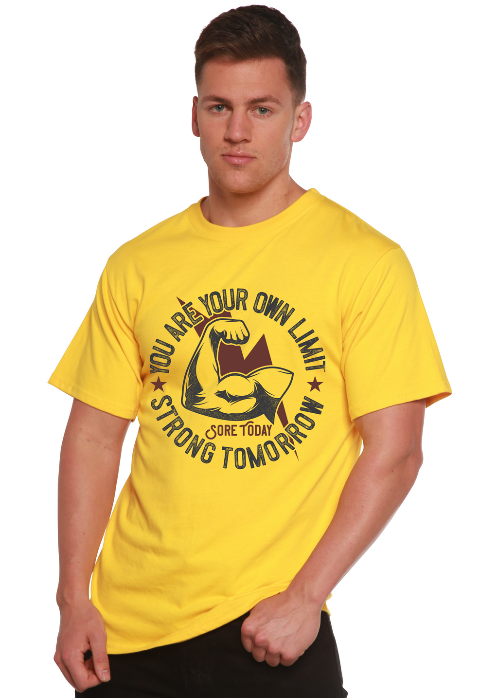 Spun Bamboo Strong Tomorrow Men's Bamboo Viscose/Organic Cotton Short Sleeve Graphic T-Shirt — in-use photo