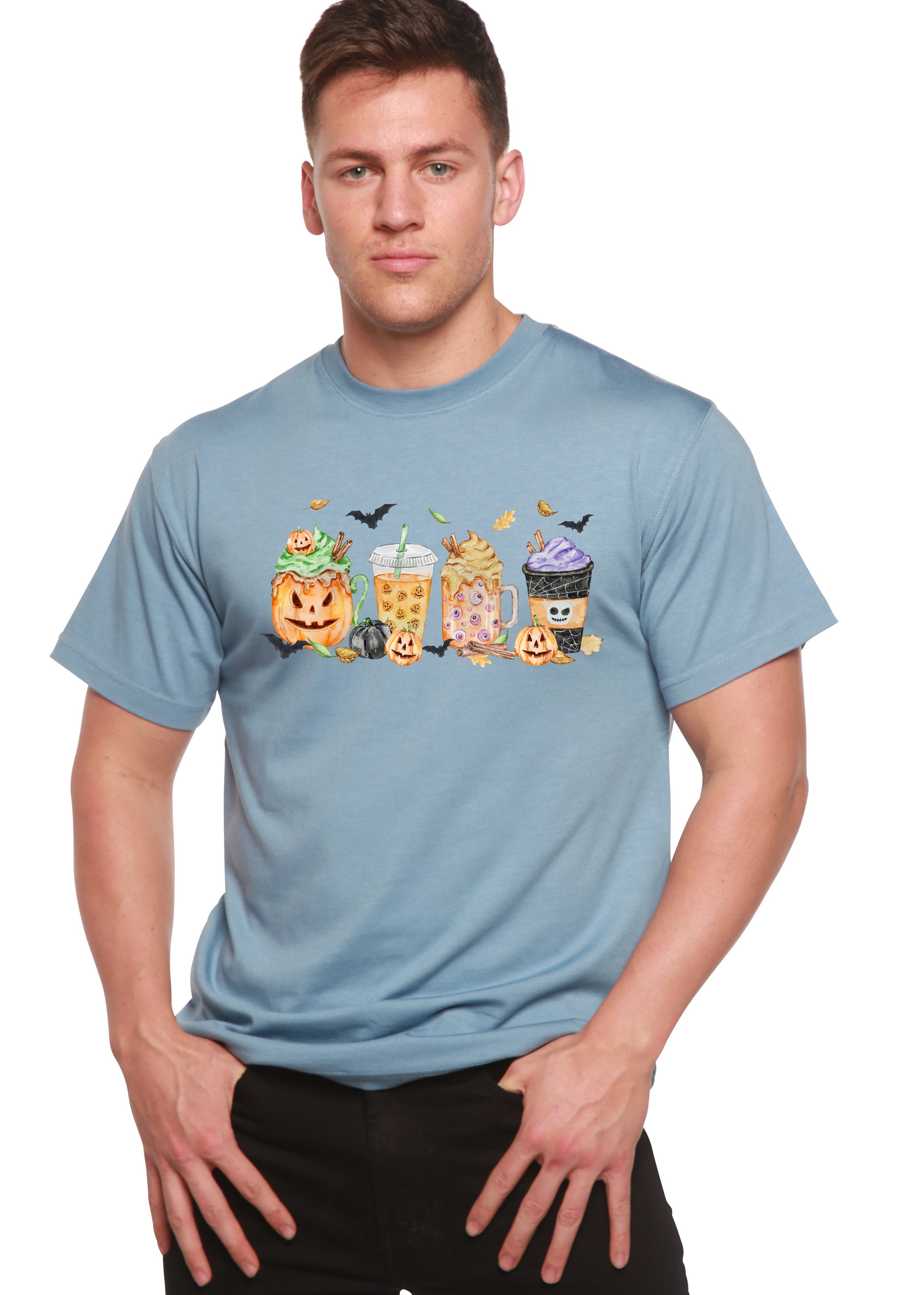 Spun Bamboo Happy Halloween Men's Bamboo Viscose/Organic Cotton Short Sleeve Graphic T-Shirt — alternative angle