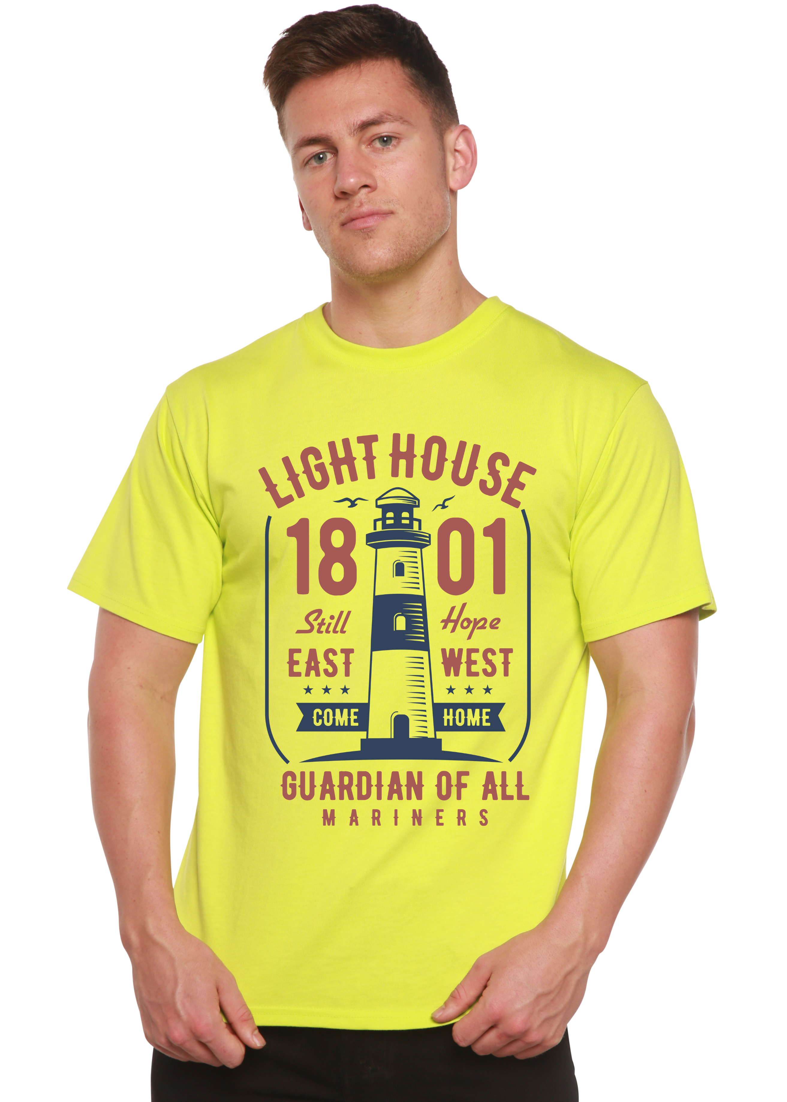 Spun Bamboo Light House Men's Bamboo Viscose/Organic Cotton Short Sleeve Graphic T-Shirt — back view