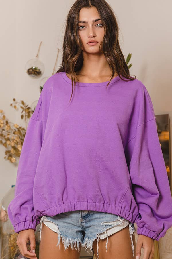 Pretty Little Patriot Pretty Little Patriot Purple banded sweatshirt — main product shot