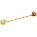 BodyCandy 14G Red Gem Gold Tone Ladybug Flower Industrial Barbell 38mm — main product shot
