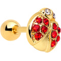 BodyCandy 16G 1/4 Red Clear Gem Gold Tone Ladybug Cartilage Tragus — main product shot