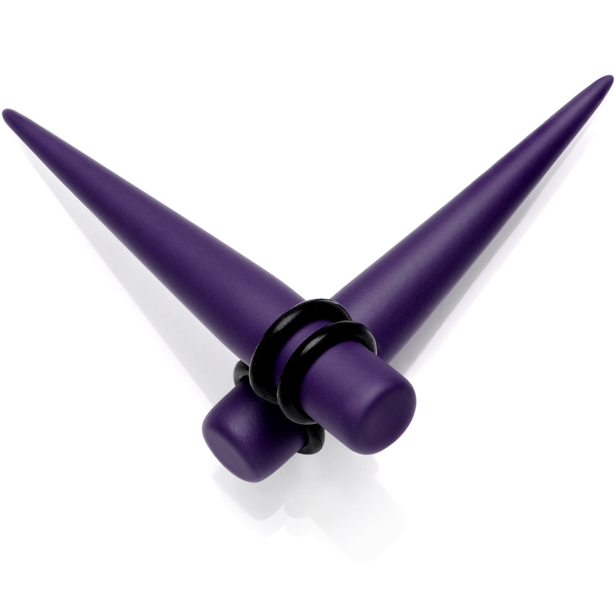 BodyCandy Dark Purple Matte Acrylic Straight Taper Set 12G to 00G — main product shot