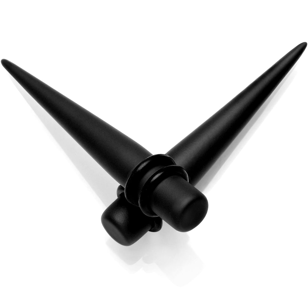 BodyCandy Black Matte Acrylic Straight Taper Set Available in Sizes 12G to 00G — feature highlight