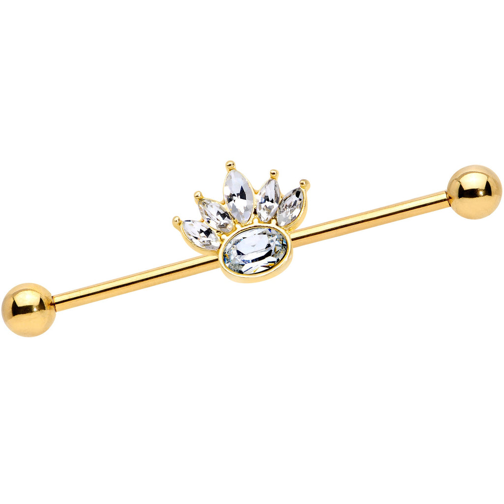 BodyCandy 14G Clear Gem Gold Tone Anodized Crown Industrial Barbell 38mm — main product shot