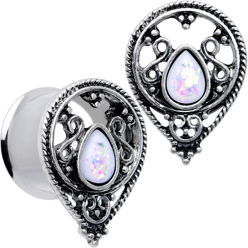 BodyCandy White Faux Opal Filigree Double Flare Plug Set — packaging
