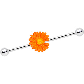 14G Orange Daisy Industrial Barbell 38mm