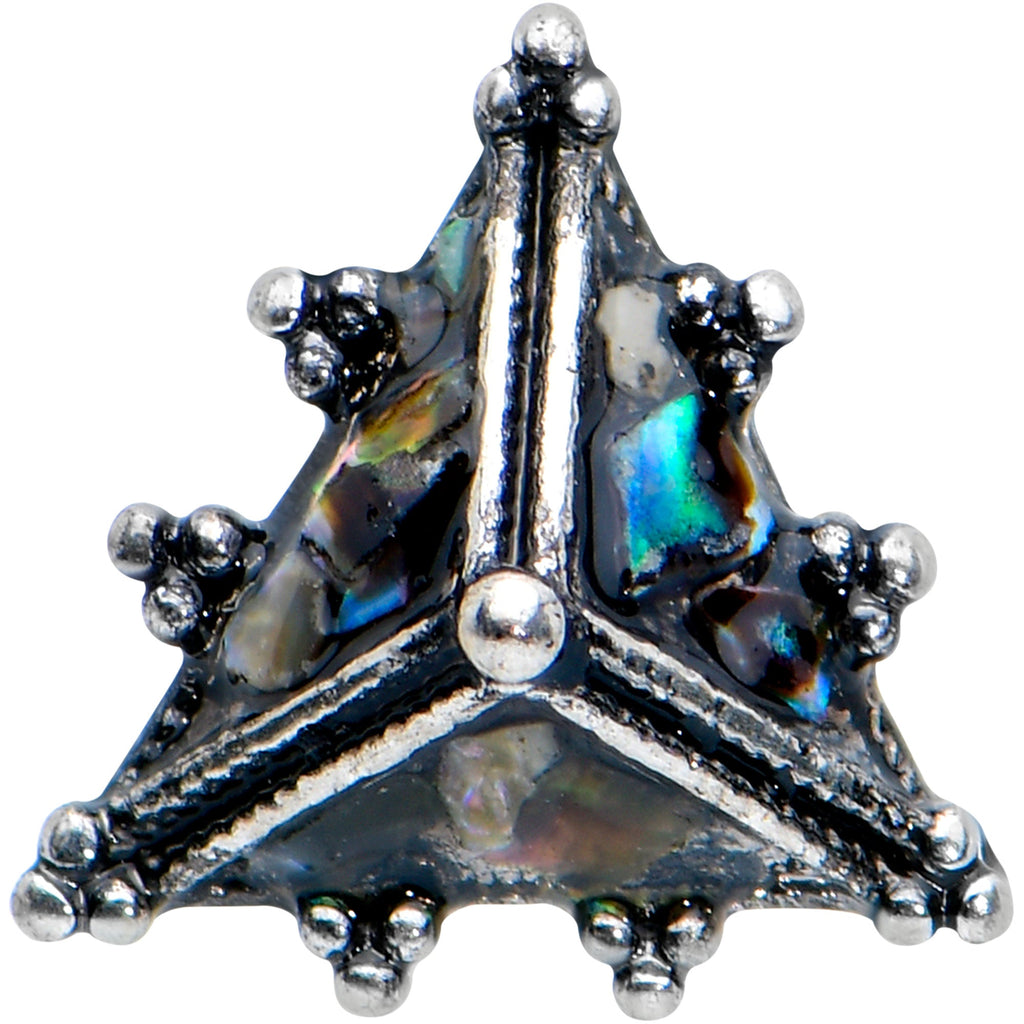 BodyCandy 16G 1/4 Textured Rococo Pyramid Labret Monroe Tragus — detail close-up