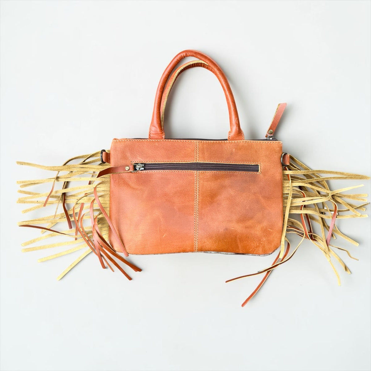 Genuine Leather and Cowhide Fringe Wristlet/Crossbody