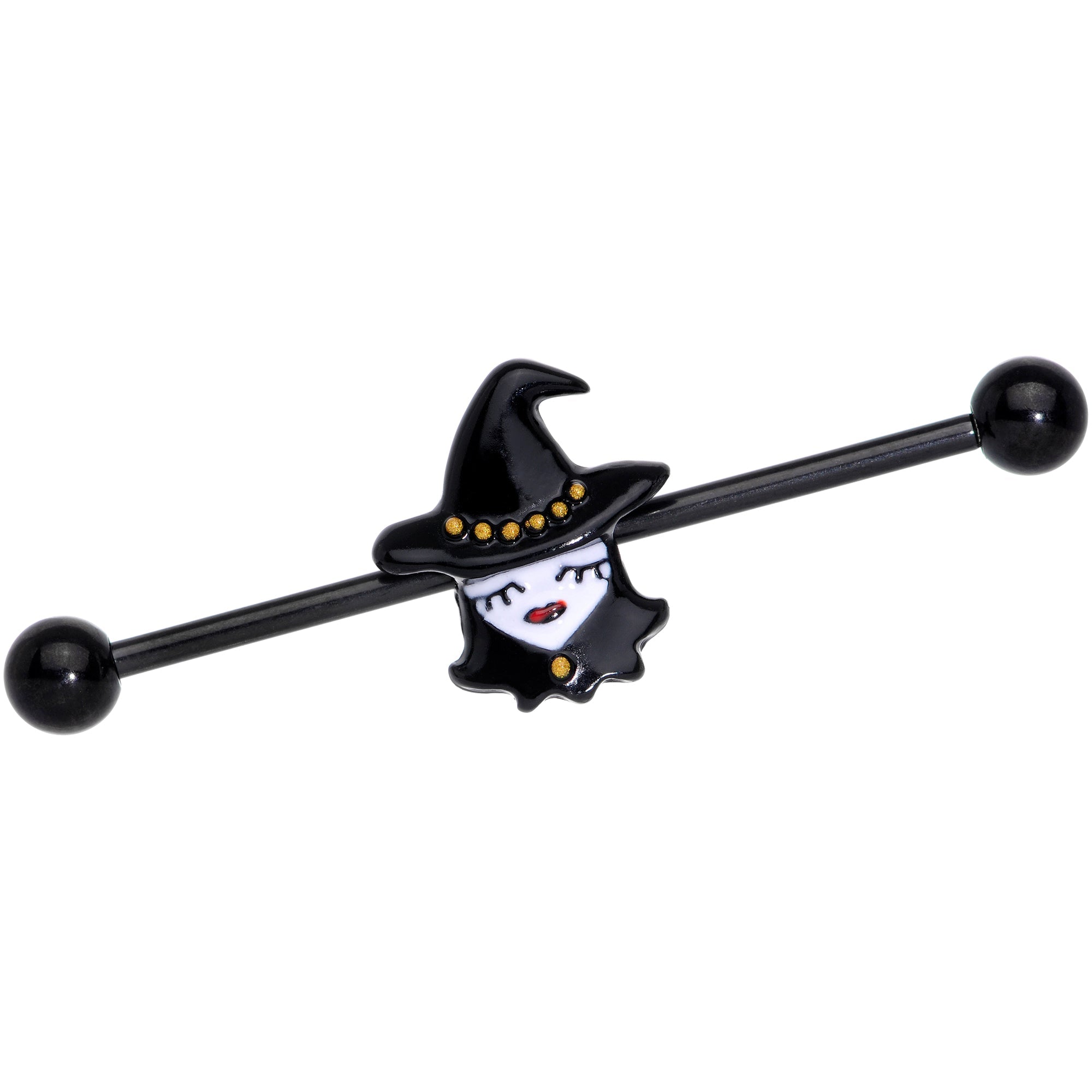 BodyCandy 14G Black Goth Witch Halloween Industrial Barbell 38mm — main product shot