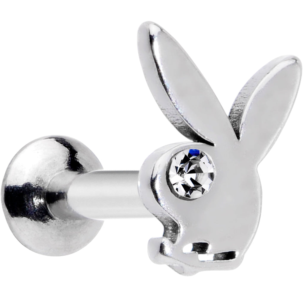 BodyCandy 16G 1/4 Licensed Playboy Clear CZ Gem Internally Threaded Labret — main product shot