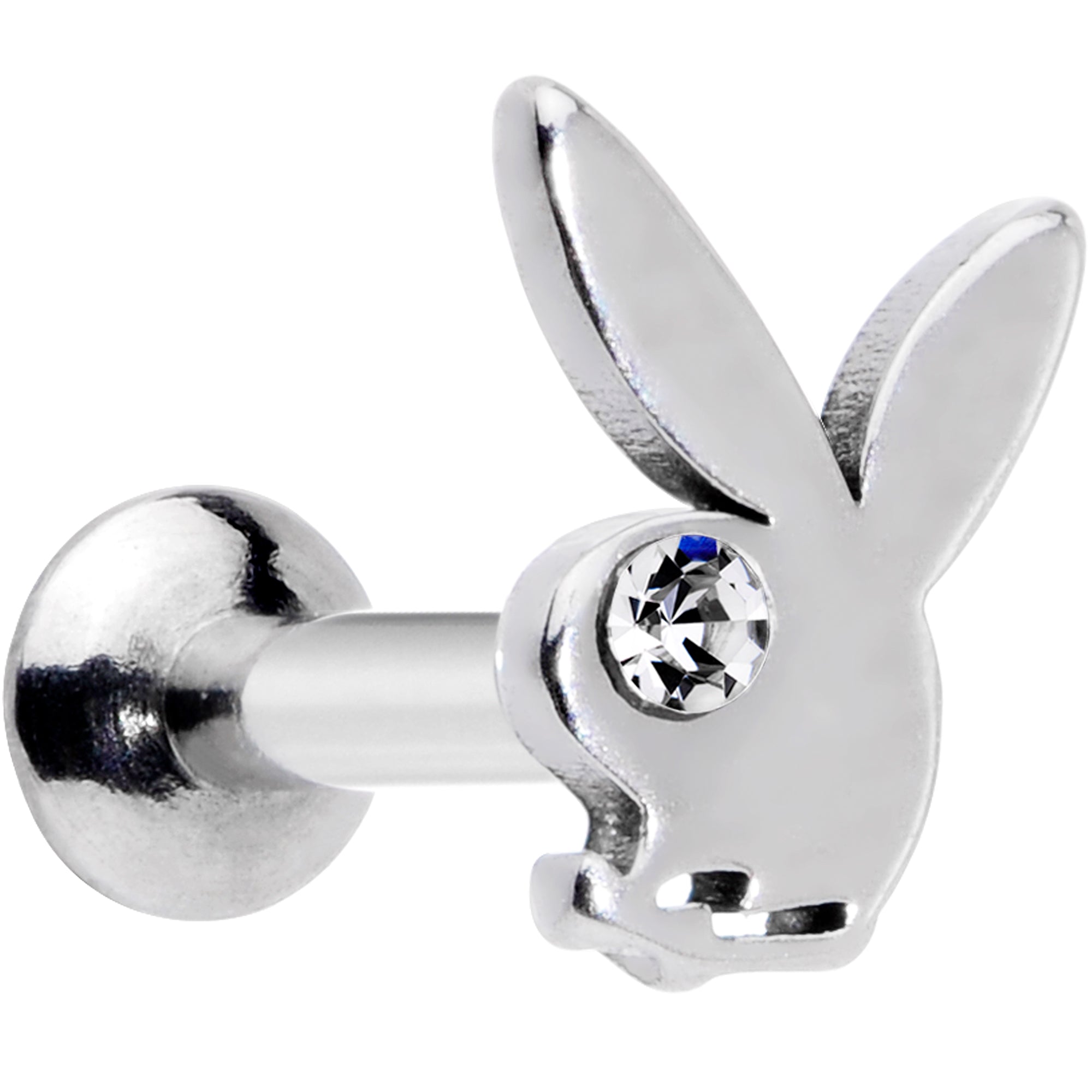BodyCandy 16G 1/4 Licensed Playboy Clear CZ Gem Internally Threaded Labret — main product shot