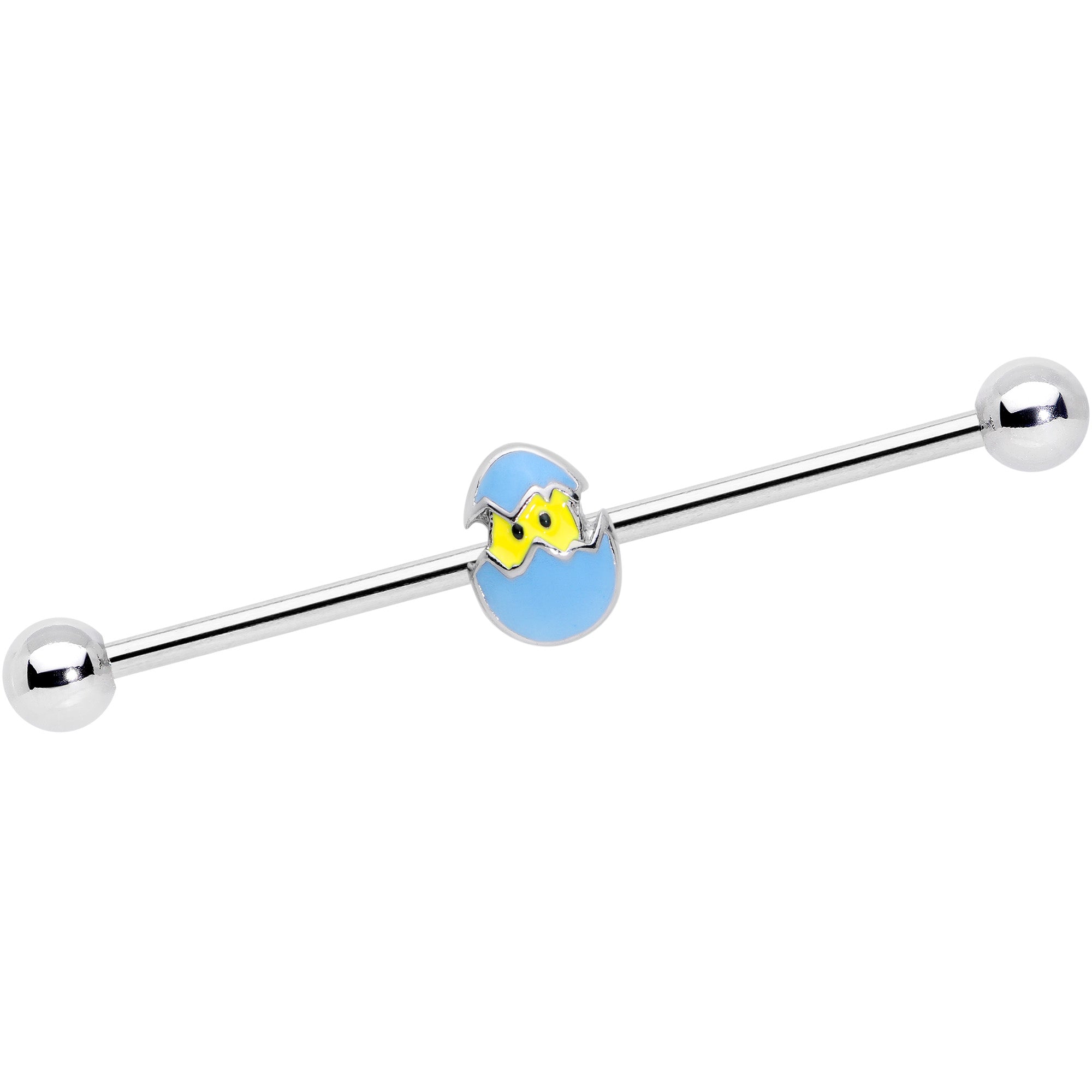 BodyCandy 14G Blue Easter Egg Chick Industrial Barbell 38mm — main product shot