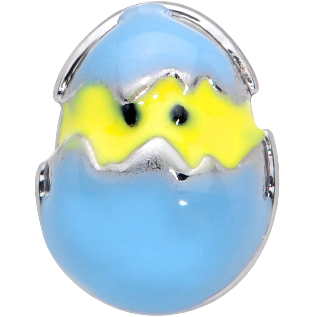 BodyCandy 16G 1/4 Black Blue Easter Egg Chick Cartilage Tragus Earring — detail close-up