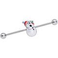 BodyCandy 14G Aurora Green Gem Snowman Christmas Industrial Barbell 38mm — main product shot