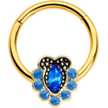 BodyCandy 16G 3/8 Blue Gem Gold Tone Opulent Oval Hinged Segment Ring — main product shot