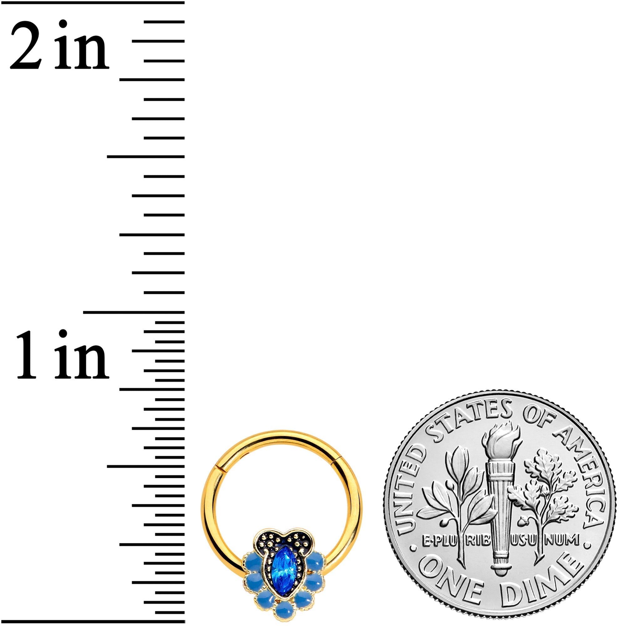BodyCandy 16G 3/8 Blue Gem Gold Tone Opulent Oval Hinged Segment Ring — lifestyle context