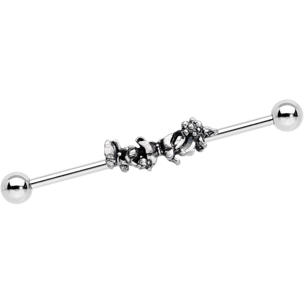 BodyCandy 14G Clear Gem Butterfly Array Flower Industrial Barbell 38mm — main product shot