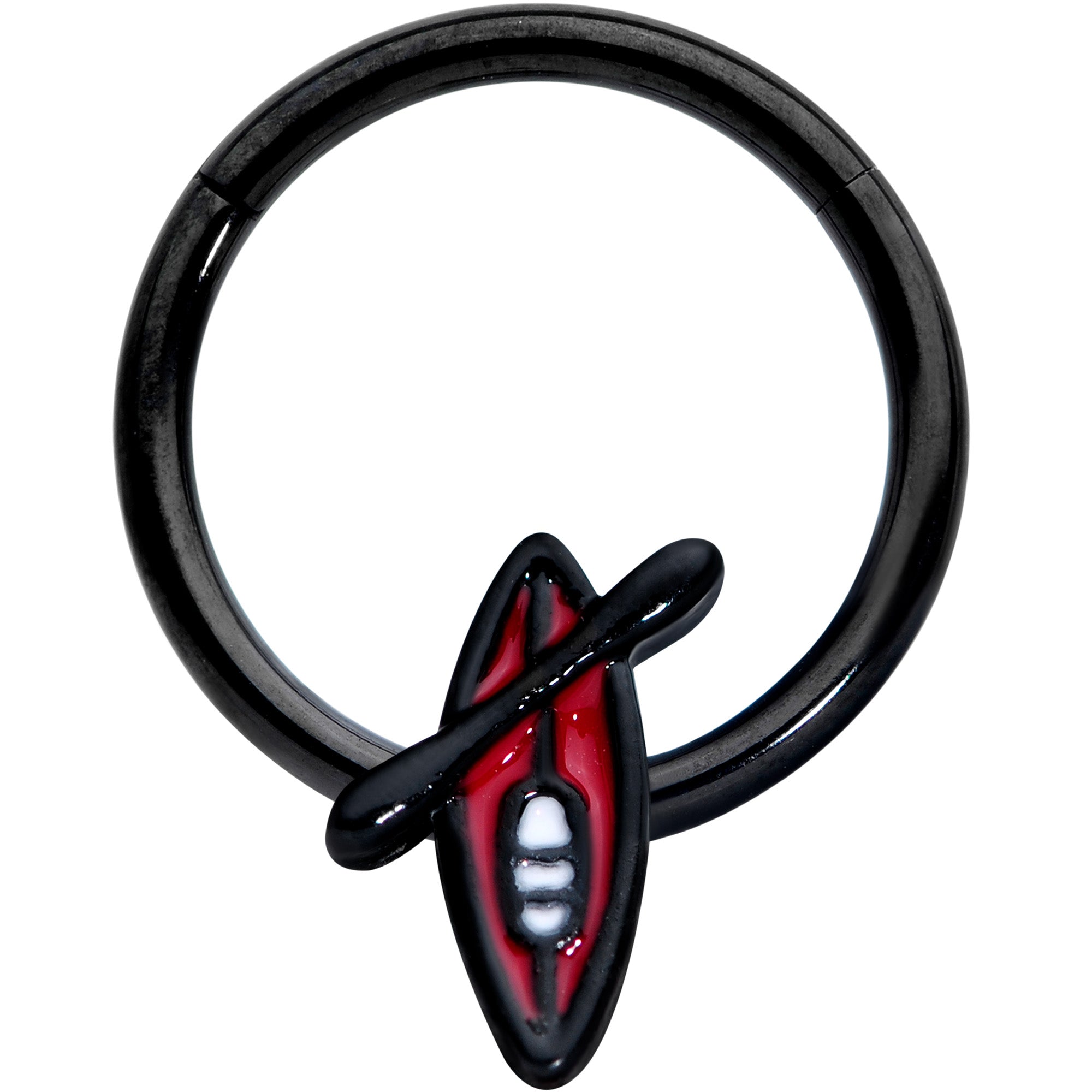 BodyCandy 16G 3/8 Black Red Summer Kayak Boat Hinged Segment Ring — main product shot