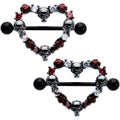 BodyCandy 14G 7/8 Red CZ Gem Black Skull Heart Halloween Nipple Shield Set — main product shot