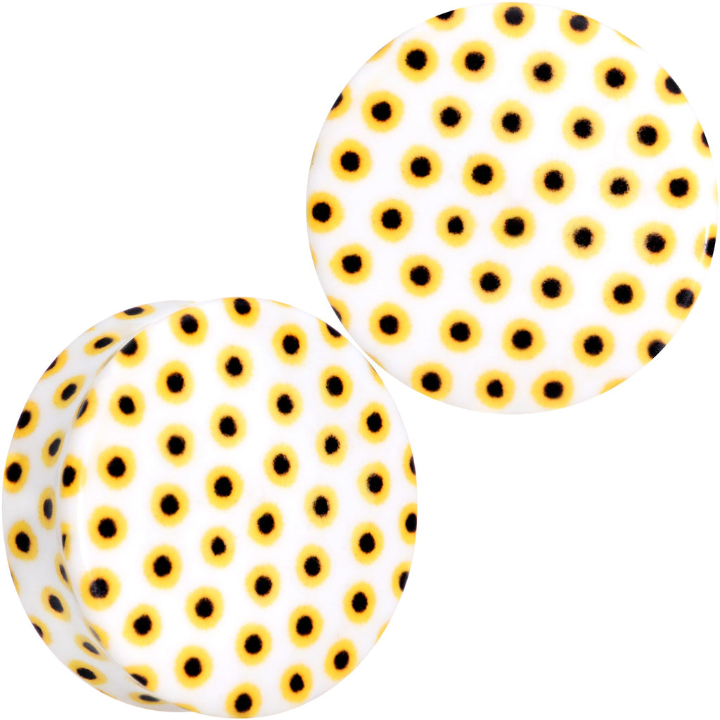 BodyCandy White Acrylic Scores of Sunflowers Double Flare Plug Set — alternative angle