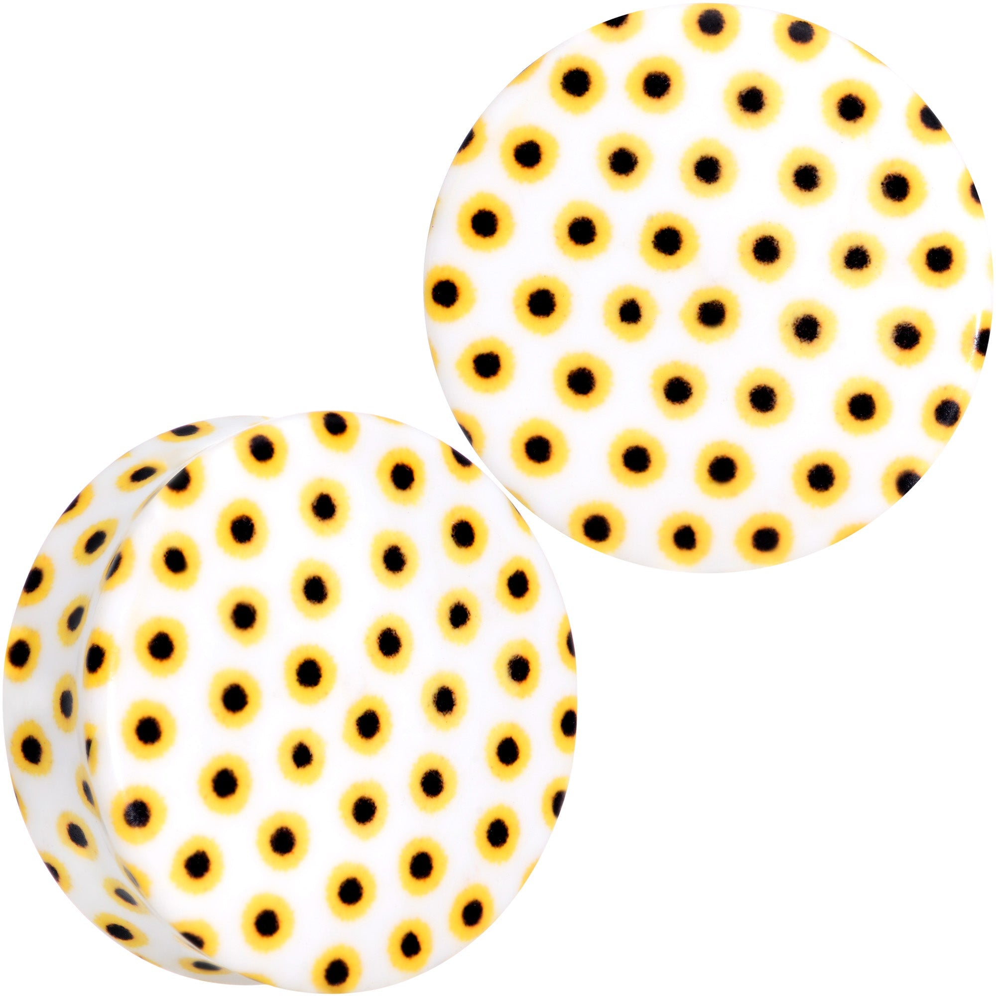 BodyCandy White Acrylic Scores of Sunflowers Double Flare Plug Set — alternative angle