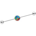 BodyCandy 14G Rainbow Tie Dye Peace Sign Industrial Barbell 38mm — main product shot