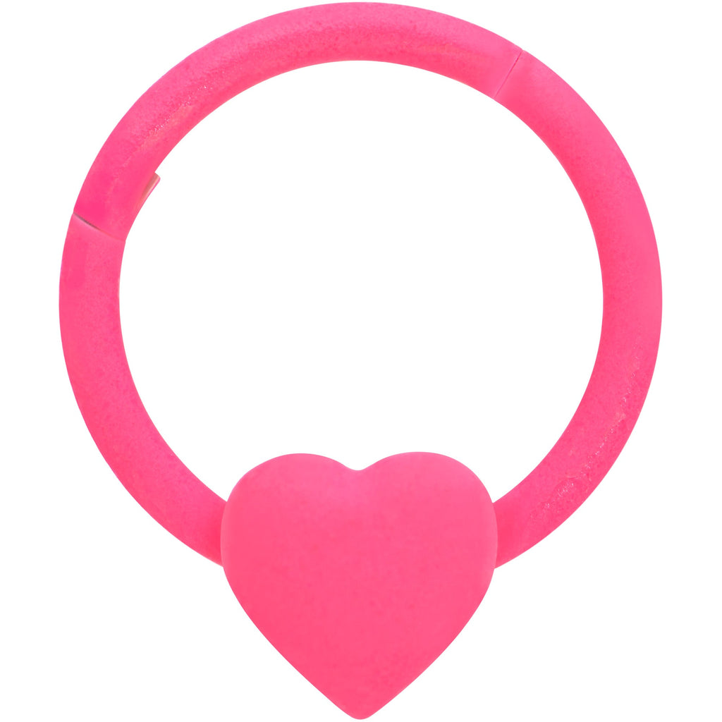 BodyCandy 16G 3/8 Pink Matte Heart Valentines Day Hinged Segment Ring — main product shot