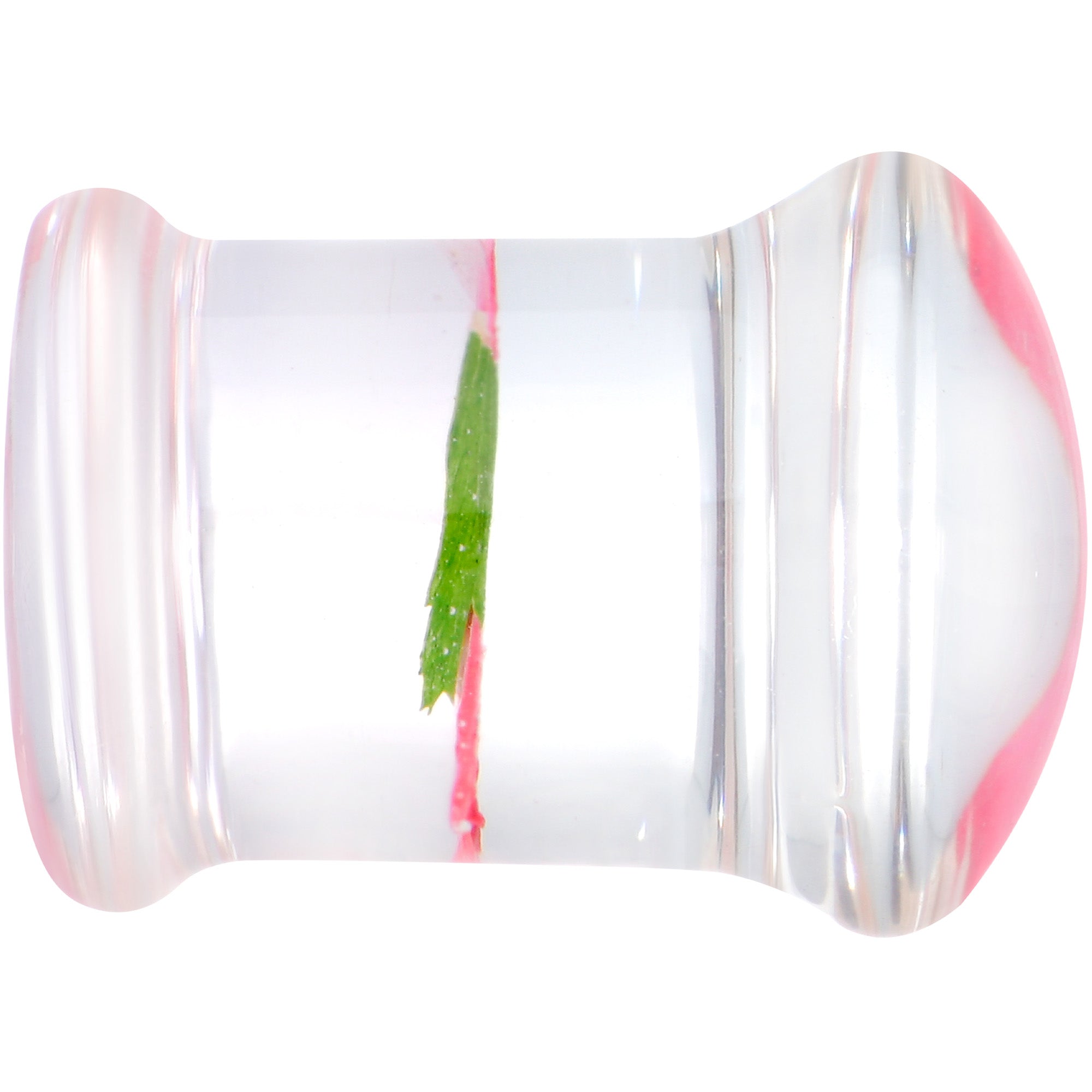 BodyCandy Clear Acrylic Color Pressed Flower Double Flare Plug Set — side view