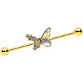 BodyCandy 14G Clear Gem Gold Tone Glam Butterfly Industrial Barbell 38mm — main product shot