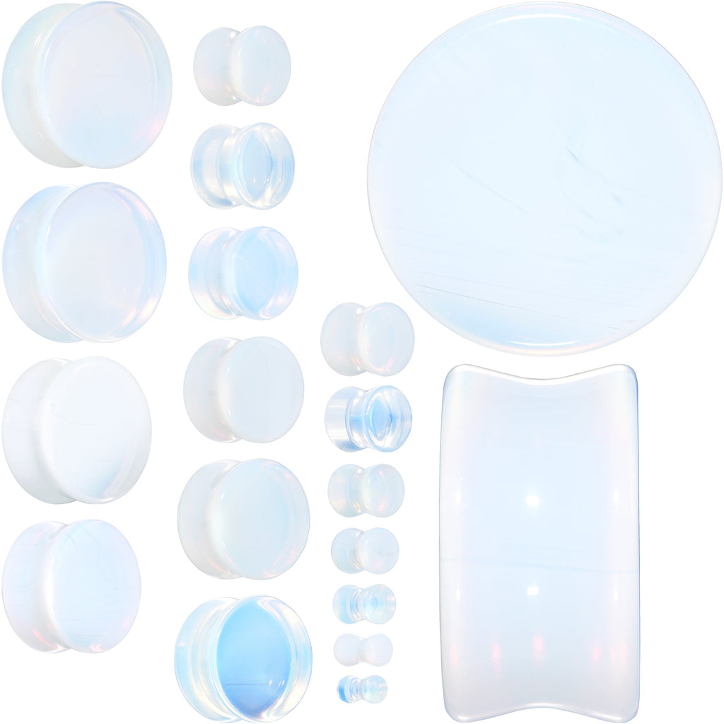 BodyCandy White Opalite Double Flare Plug Set — main product shot