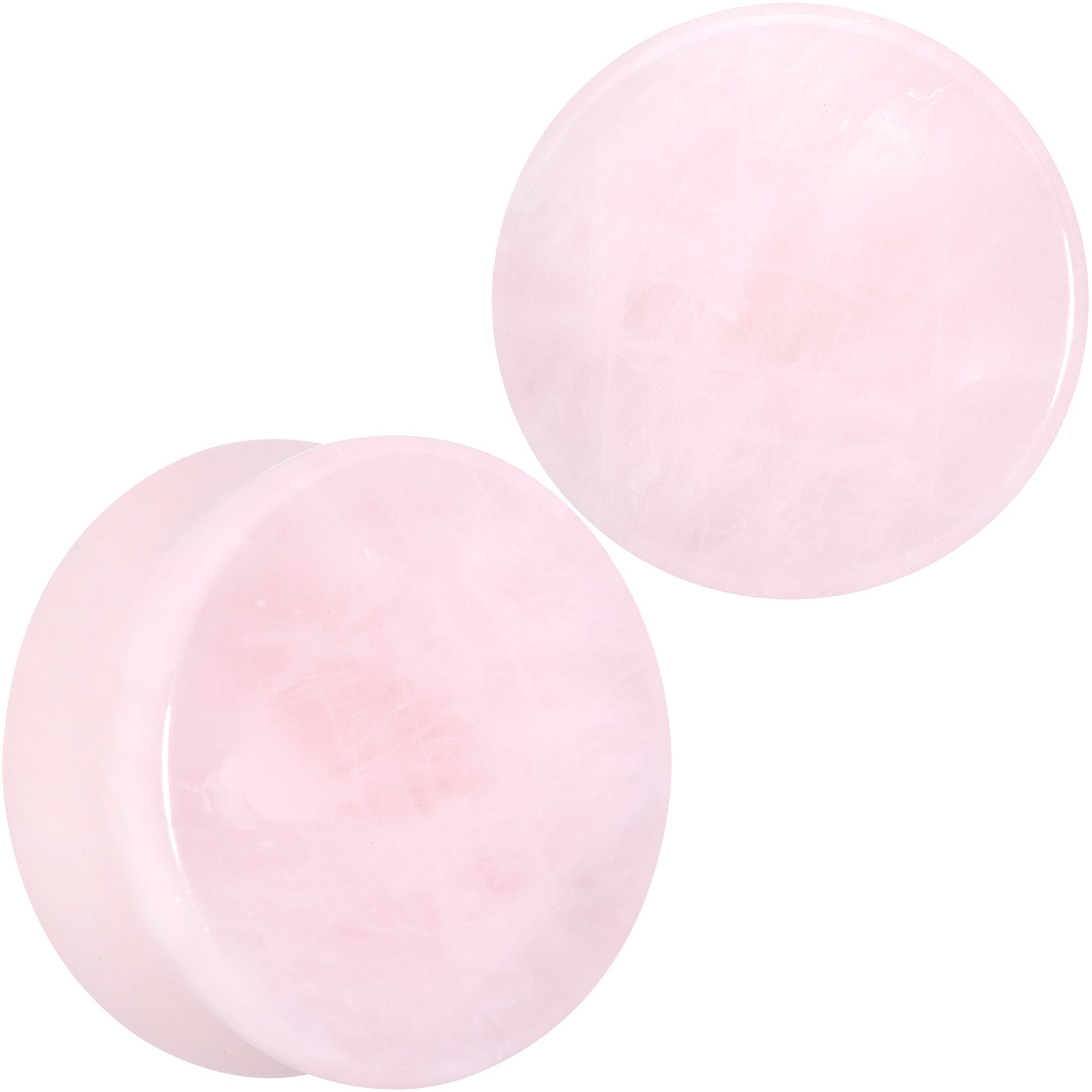 BodyCandy Pink Rose Quartz Round Double Flare Plug Set — size reference