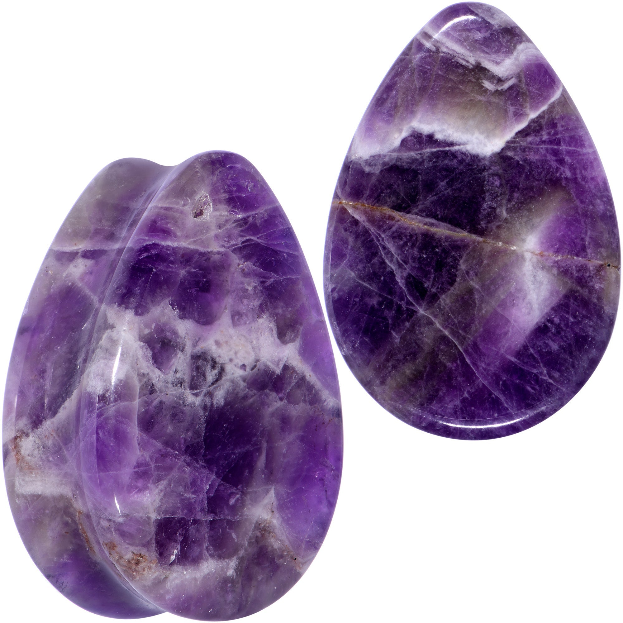 BodyCandy Purple Amethyst Stone Drop Saddle Plug Set — detail close-up
