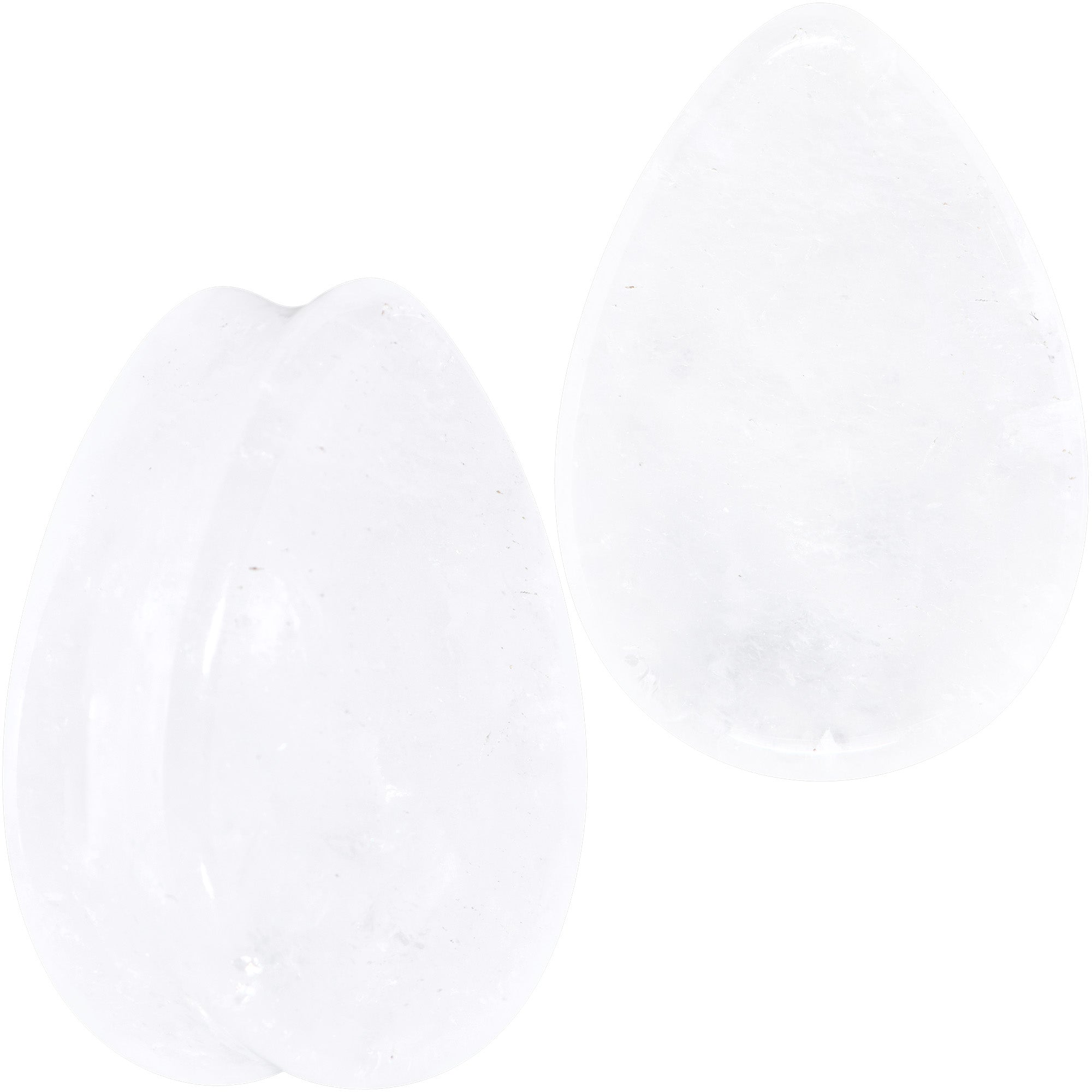 BodyCandy White Cloudy Quartz Drop Saddle Plug Set — flat-lay composition