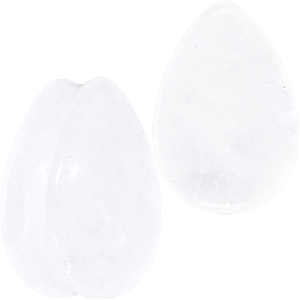 BodyCandy White Cloudy Quartz Drop Saddle Plug Set — detail close-up
