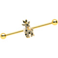 BodyCandy 14G Black Gem Gold Tone Decadent Deer Industrial Barbell 38mm — main product shot