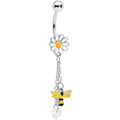 BodyCandy Clear Gem Heart Bee Daisy Flower Dangle Belly Ring — main product shot