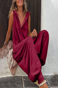 Pretty Little Patriot Pretty Little Patriot Red Wine Hooded Jumpsuit — main product shot