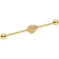 BodyCandy 14G Gold Tone Autumn Textured Leaf Industrial Barbell 38mm — main product shot