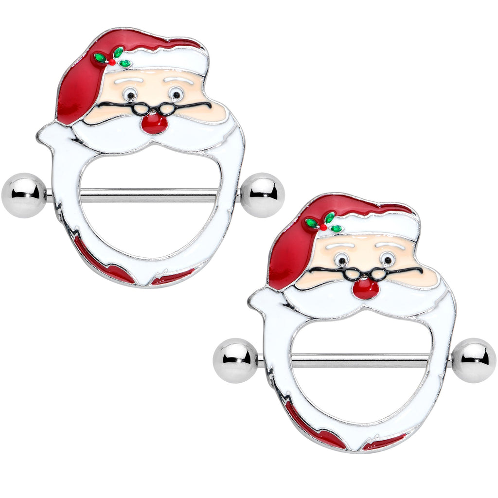 BodyCandy 14G 5/8 Festive Red Nosed Santa Claus Christmas Nipple Shield Set — main product shot